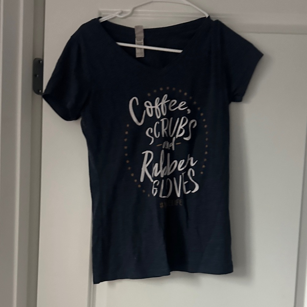 Navy Graphic Tee with White Text
